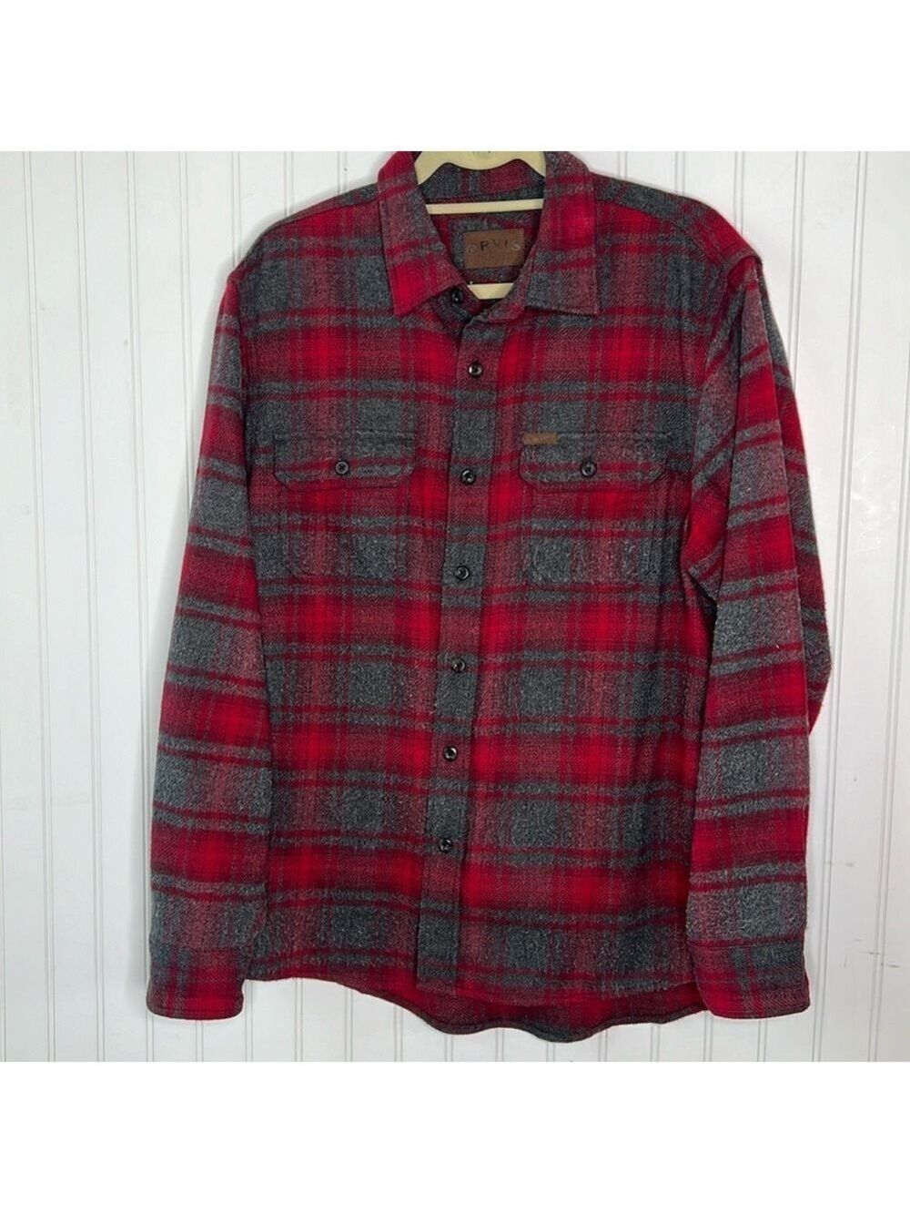 Orvis Red Flannel Shirt Jacket Size Mens Medium